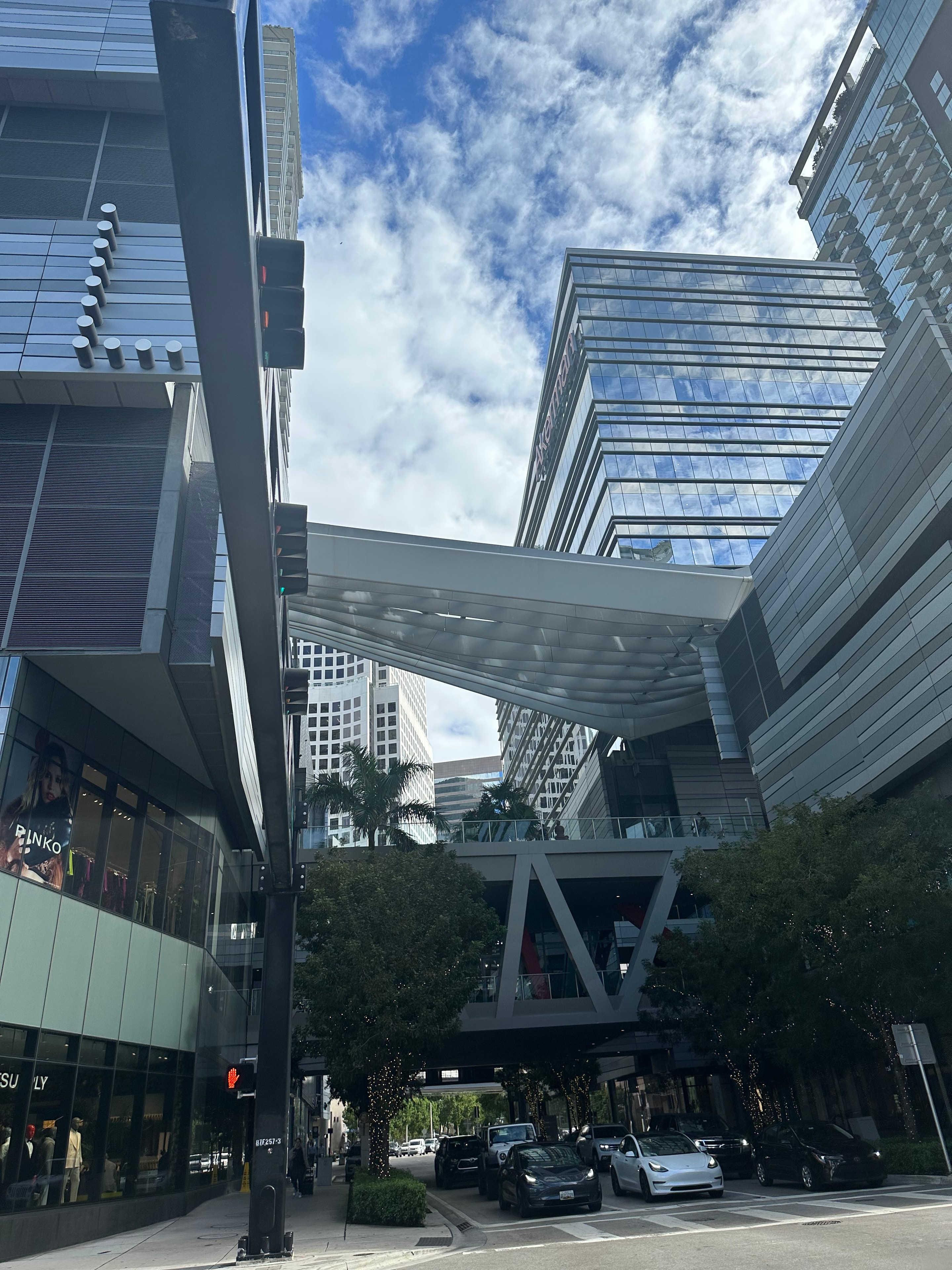 Brickell City Centre towers looking up from street level Miami