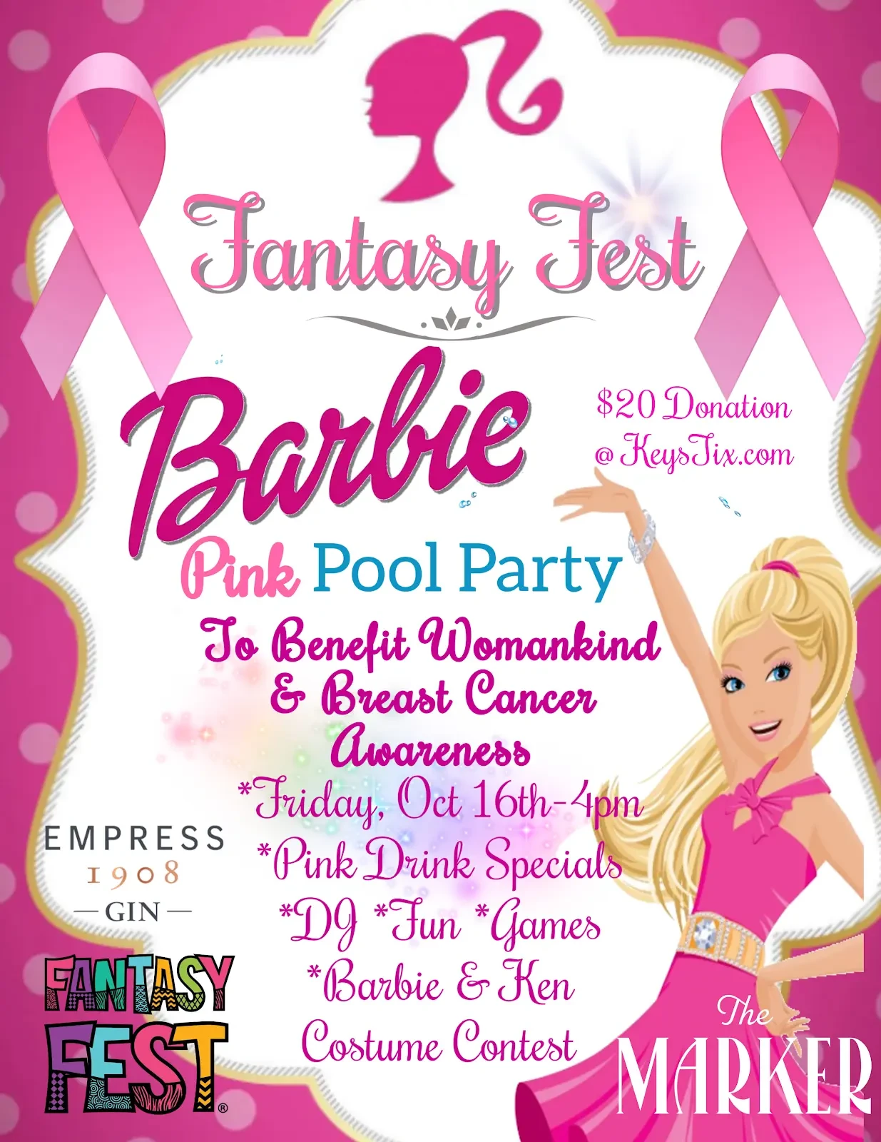 Fantasy Fest Goes Barbie: Pink Pool Party at The Marker Key West Benefits Womankind & Breast Cancer Awareness