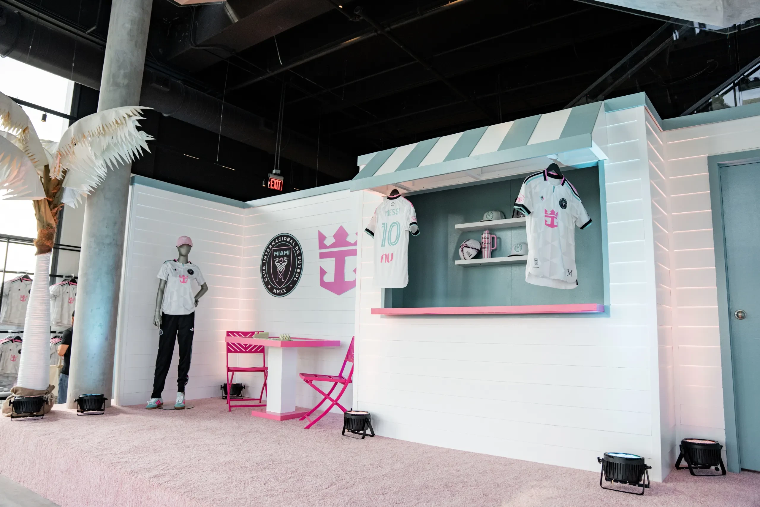 Audi activation booth at Nu Stadium with Inter Miami merchandise display