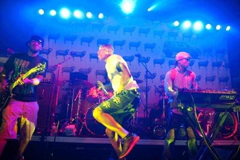 N.E.R.D. performing in Miami, 2009 — Pharrell mid-jump on stage