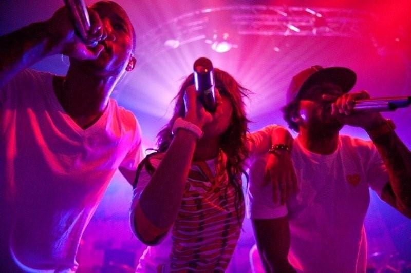 N.E.R.D. — low-angle shot of the trio performing together.